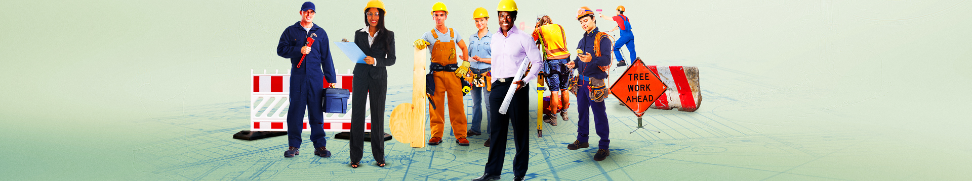 A photo illustration of various public works professionals, all of whom are represented by APWA