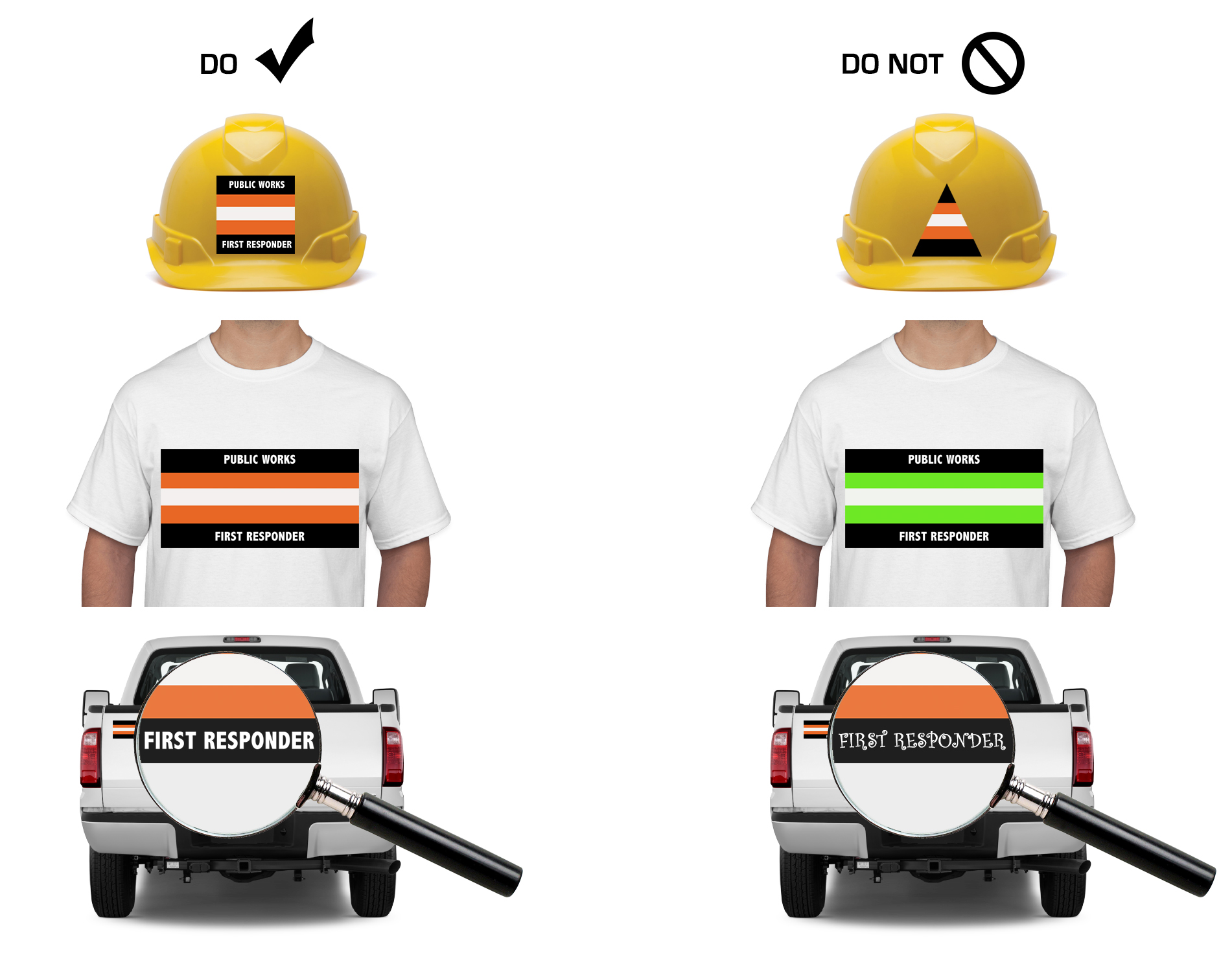 Do's and Don'ts for using Public Works First Responder logo